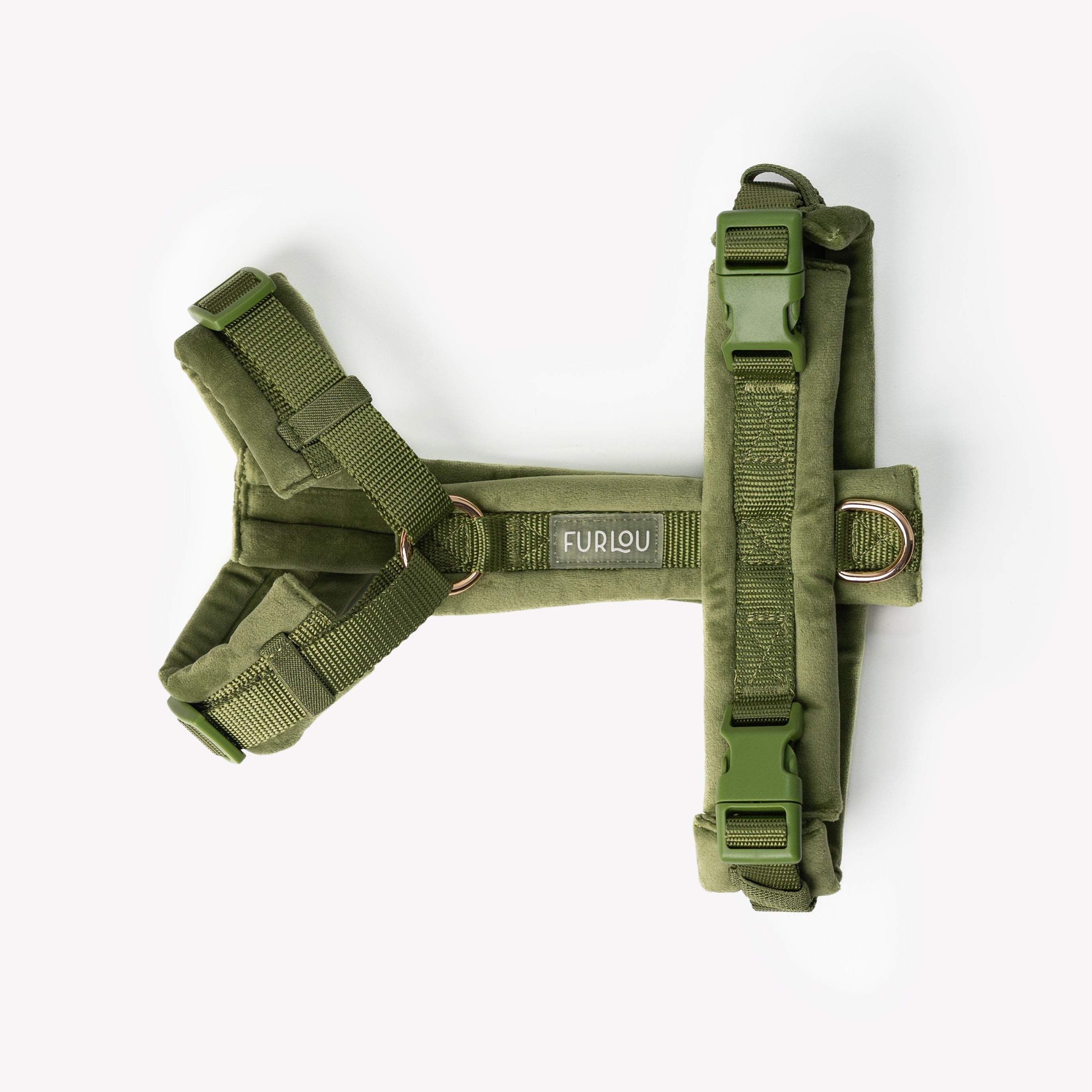 Green - Velvet Dog Harness - FURLOU 