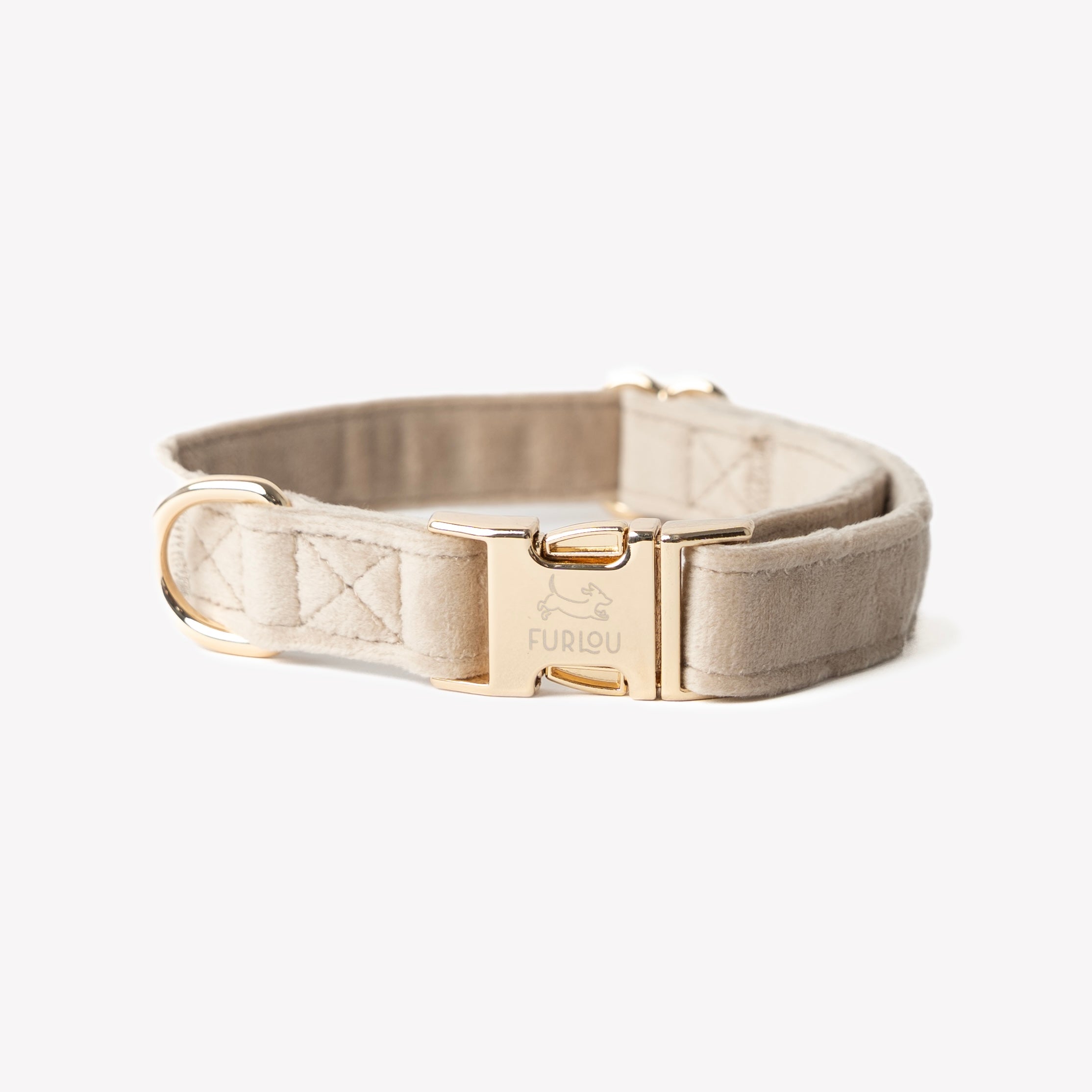 'Sand' - Velvet Dog Collar - FURLOU 