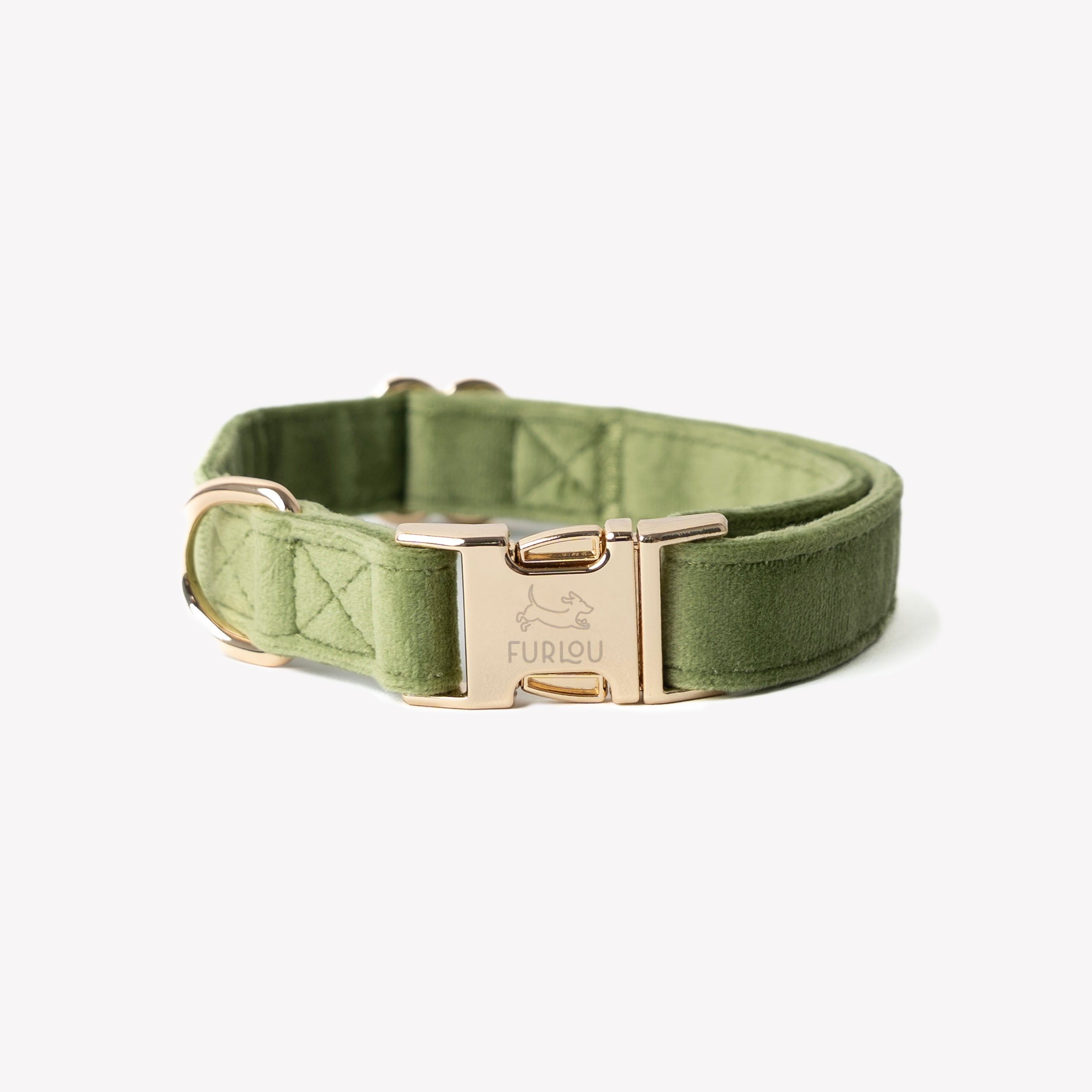 'Green' - Velvet Dog Collar - FURLOU 